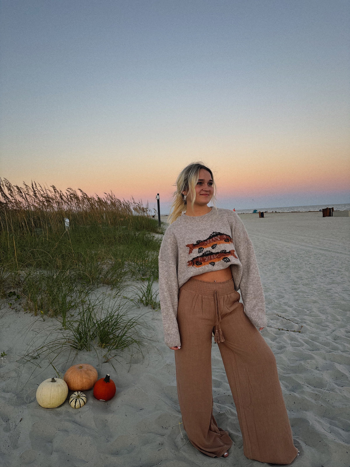 Two Fish Sweater Brown