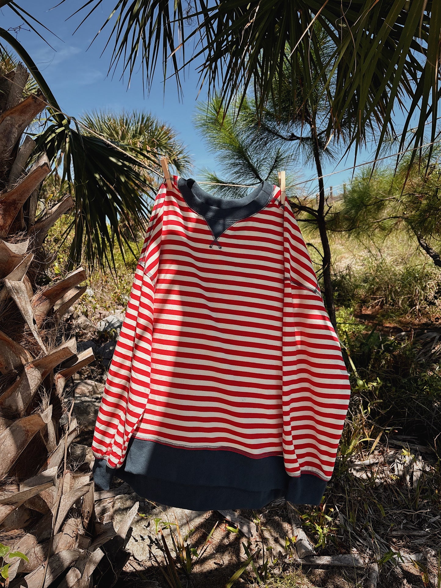 Contrast Stripe Oversized Crewneck