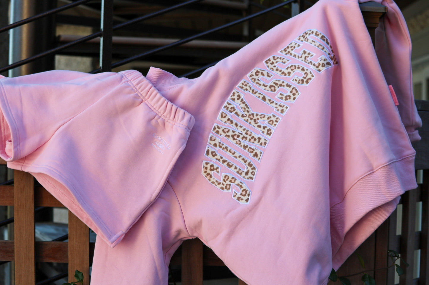 Bubble Gum Pink Embroider Sweat Shorts