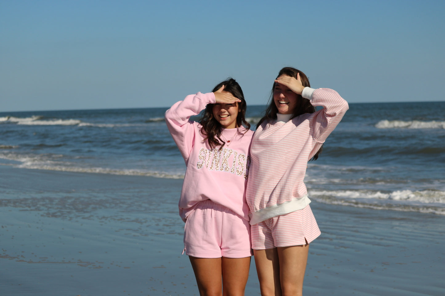Light Pink and White Stripe Mockneck Sweatshirt