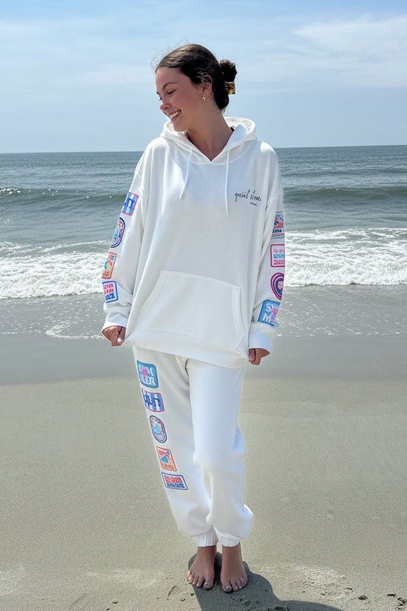 Patches Surf Wash Hood White