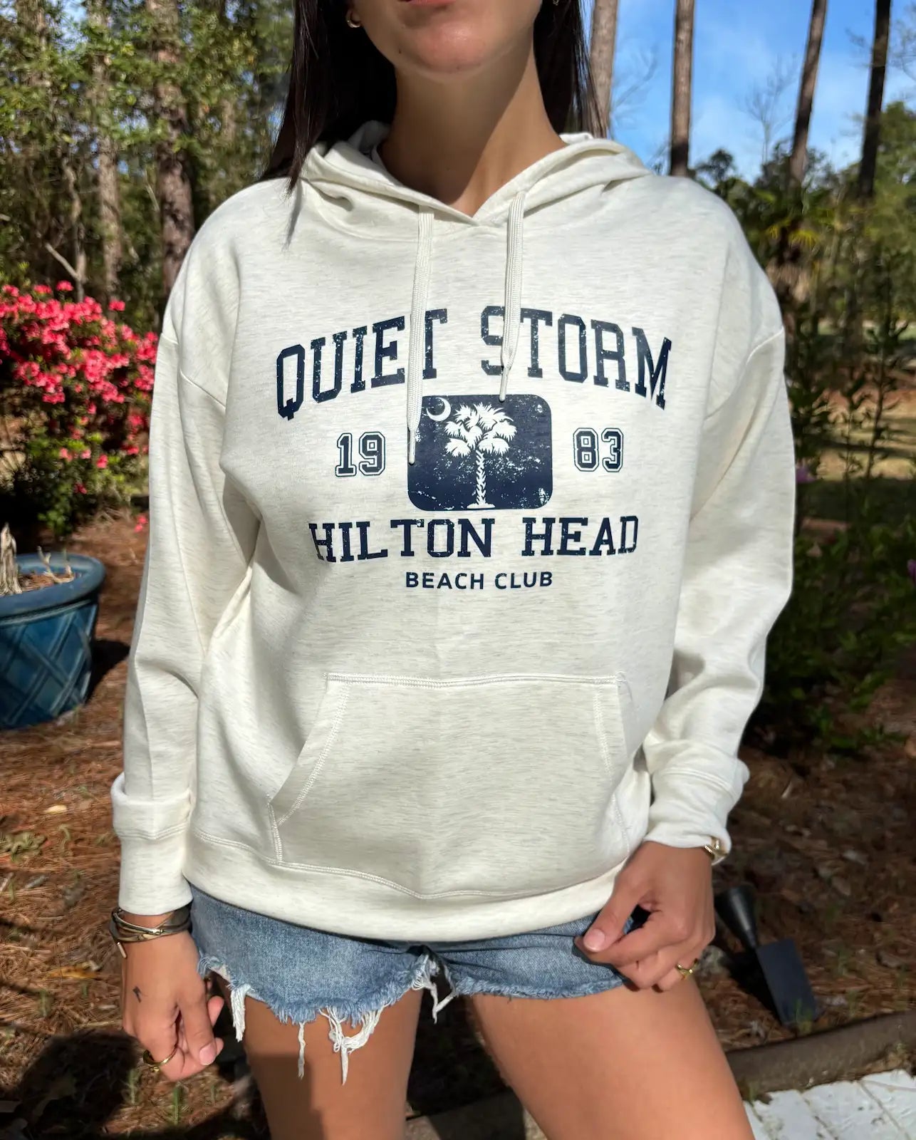 Navy Palm and Moon Cloud Hoody