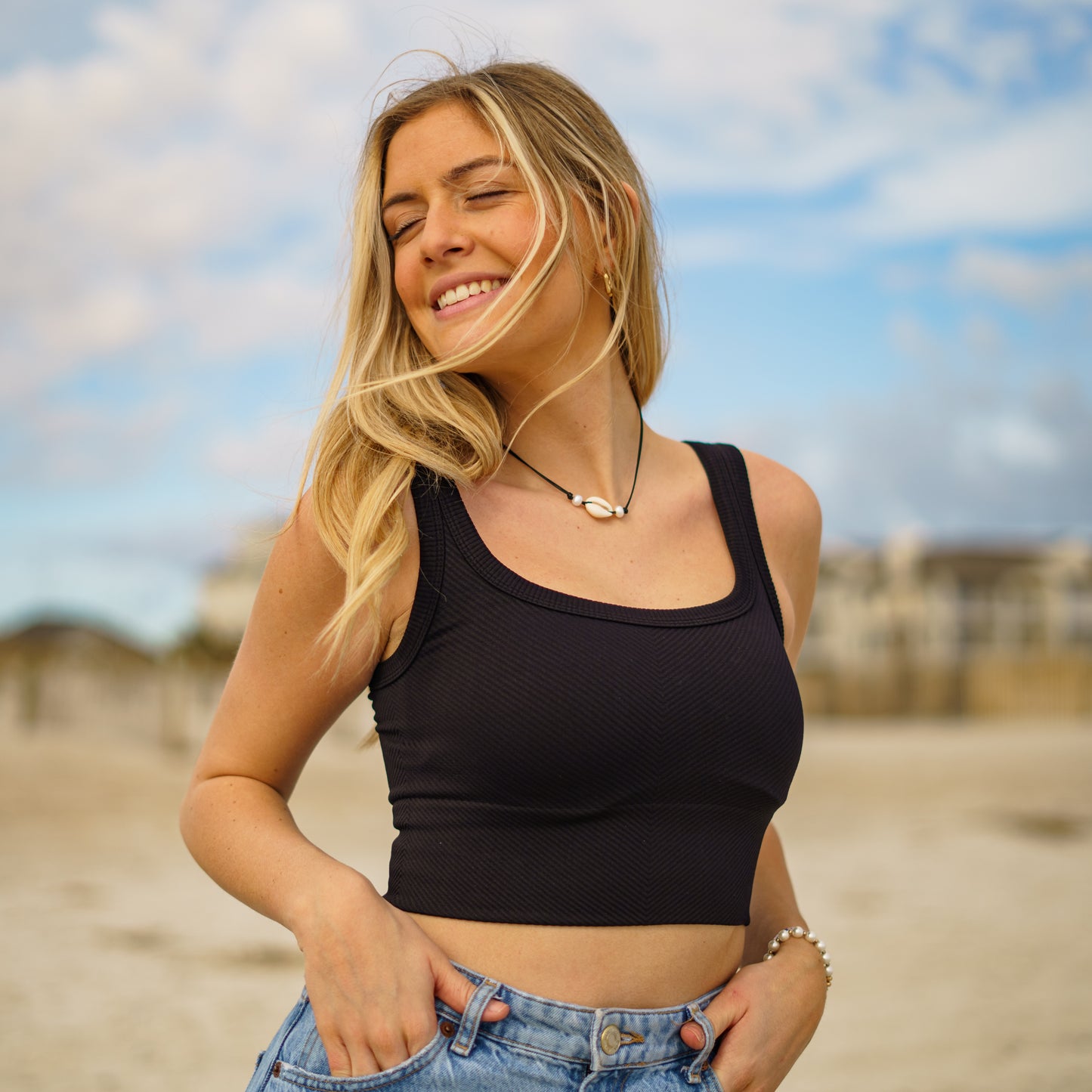 Zoe Chevron Ribbed Crop Tank