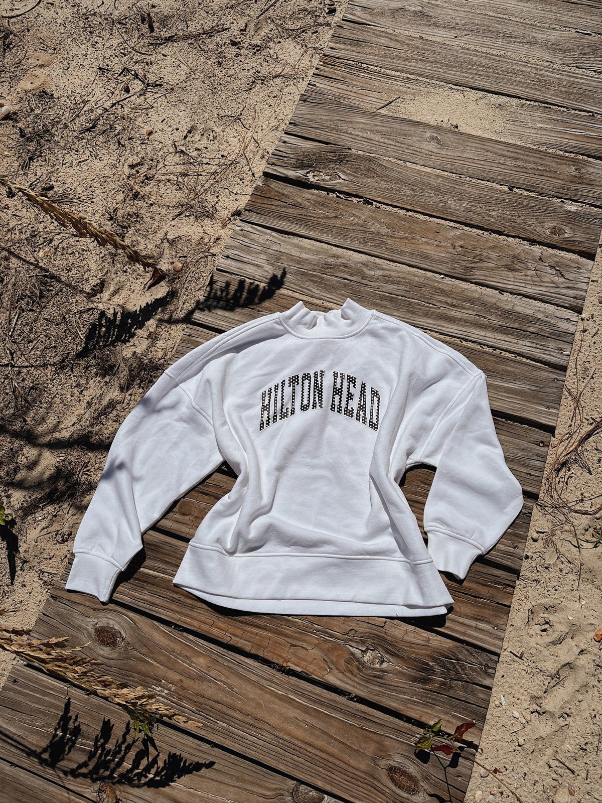 Hilton Head Polka Dot Mock Neck White