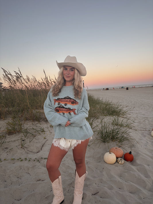 Two Fish Sweater Light Blue