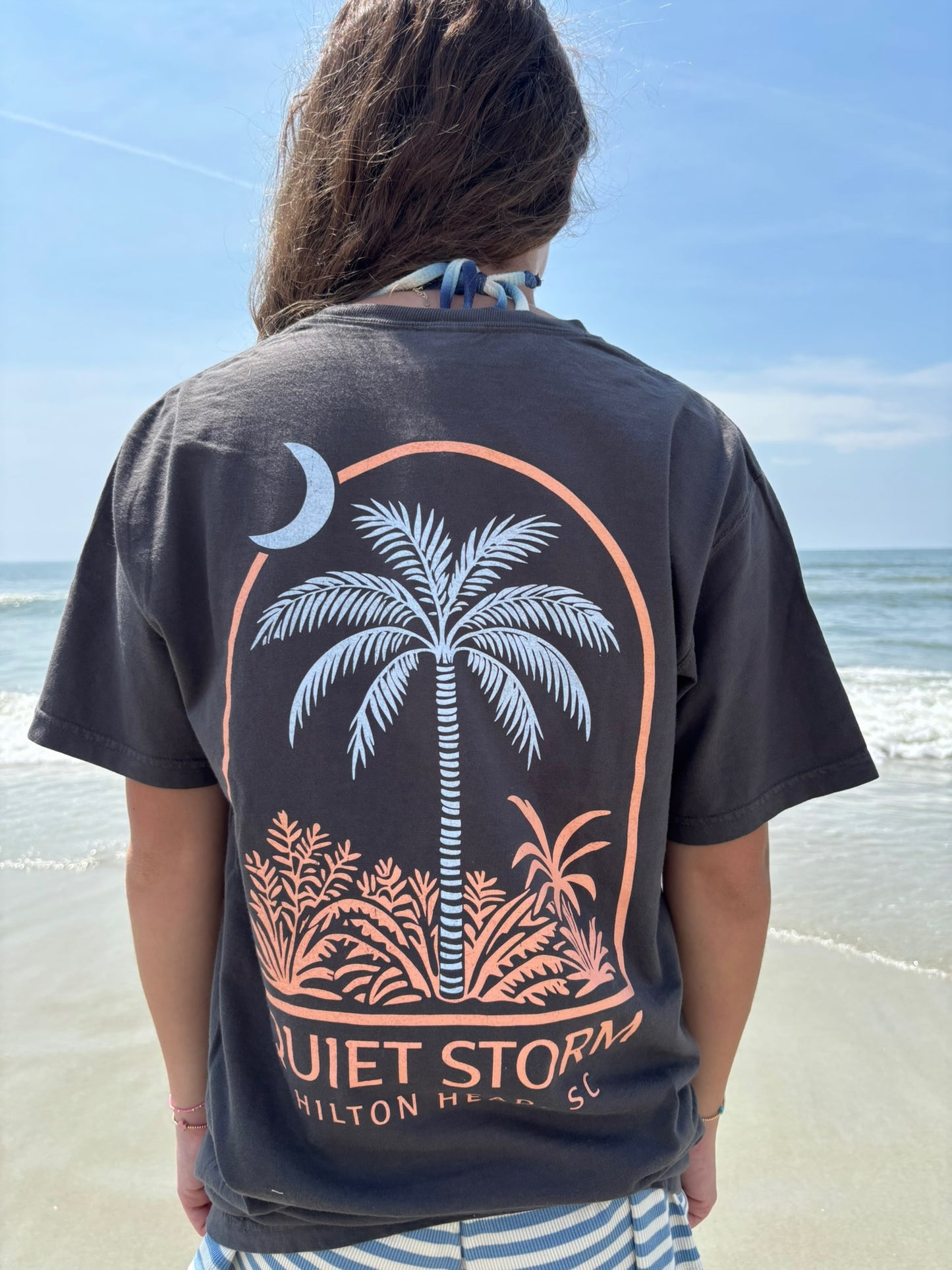 Woodcut Palm and Moon T-Shirt Railroad