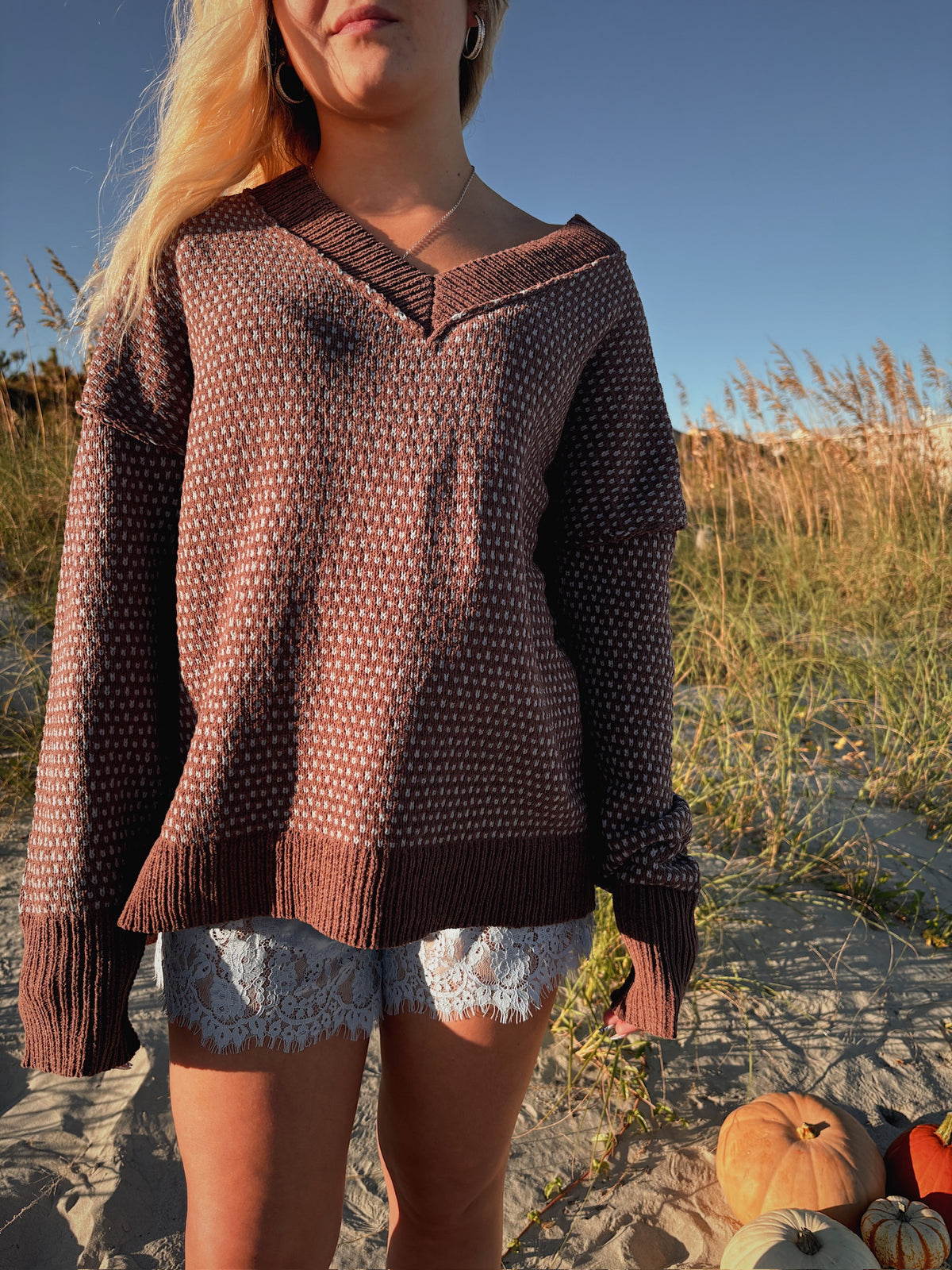 Jessi Textured V Neck Sweater