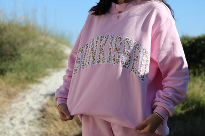 Cheetah Varsity Embroider Mockneck Sweatshirt