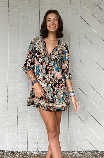 Madi Long Sleeve Double Print Dress