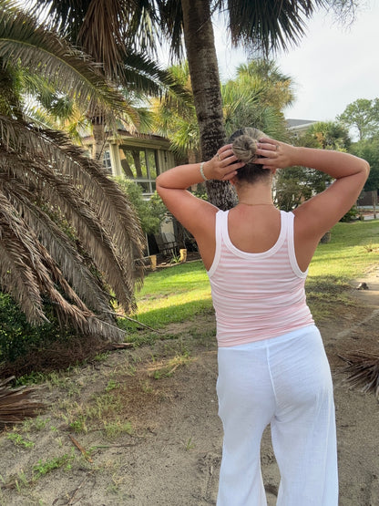 The Essential Reversible Stripe Tank Pink