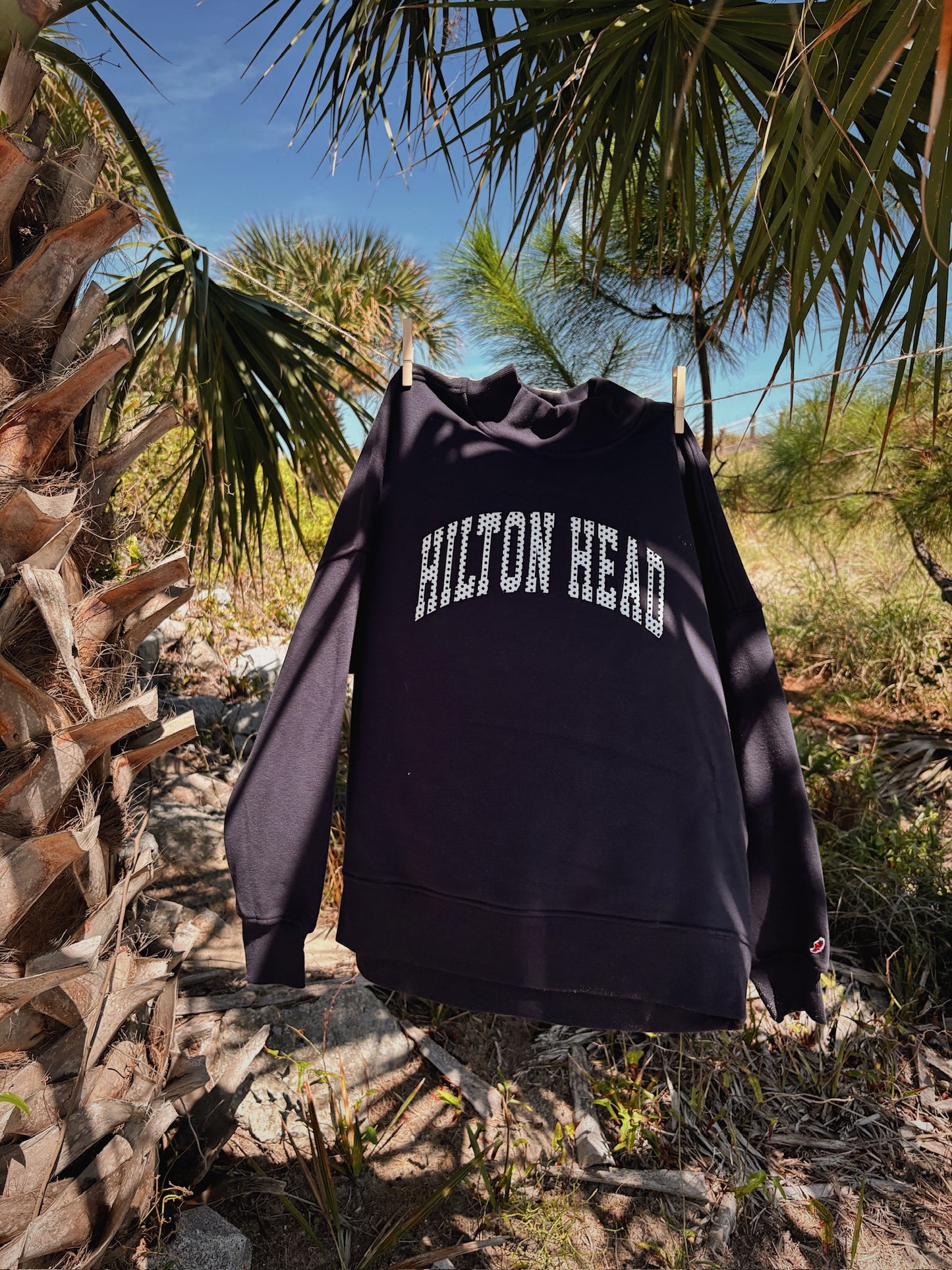 Hilton Head Polka Dot Mock Neck Navy