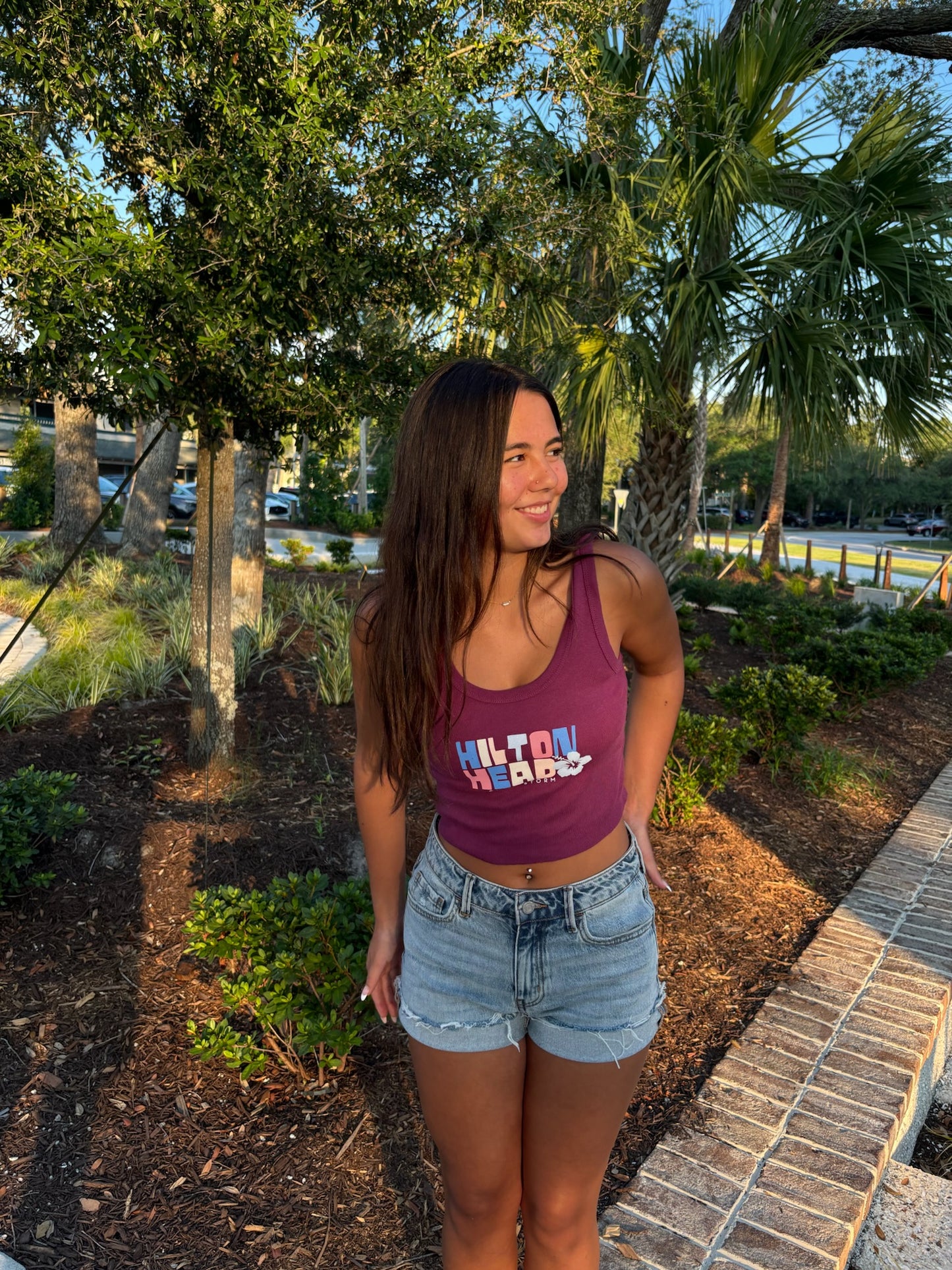 Color Pop Hibiscus Hilton Head Quiet Storm Tank