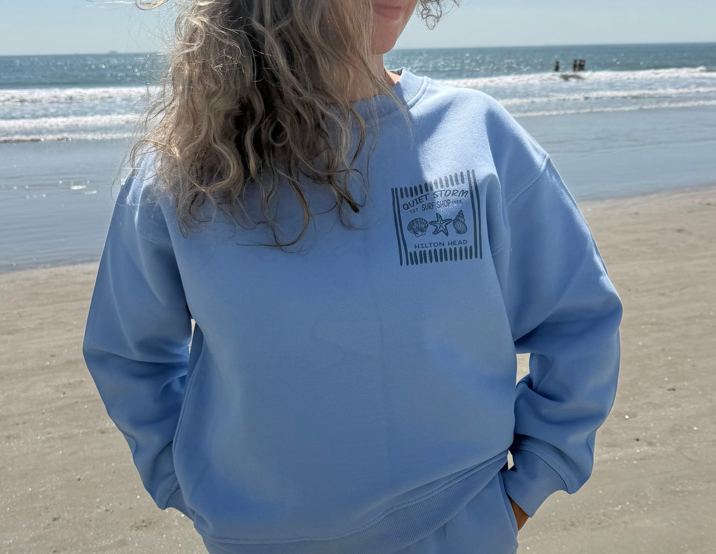 Quiet Storm Surf Shop Hilton Head Beach Stamp Fleece Crewneck