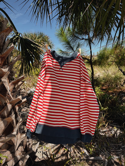Contrast Stripe Oversized Crewneck