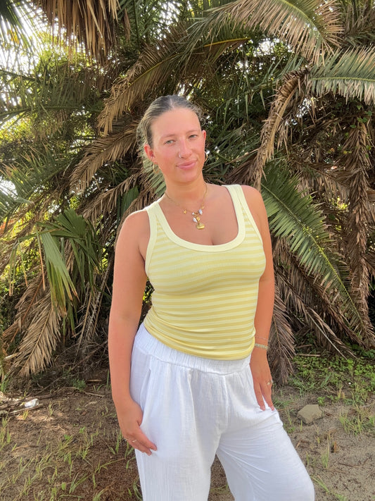 The Essential Reversible Stripe Tank Yellow