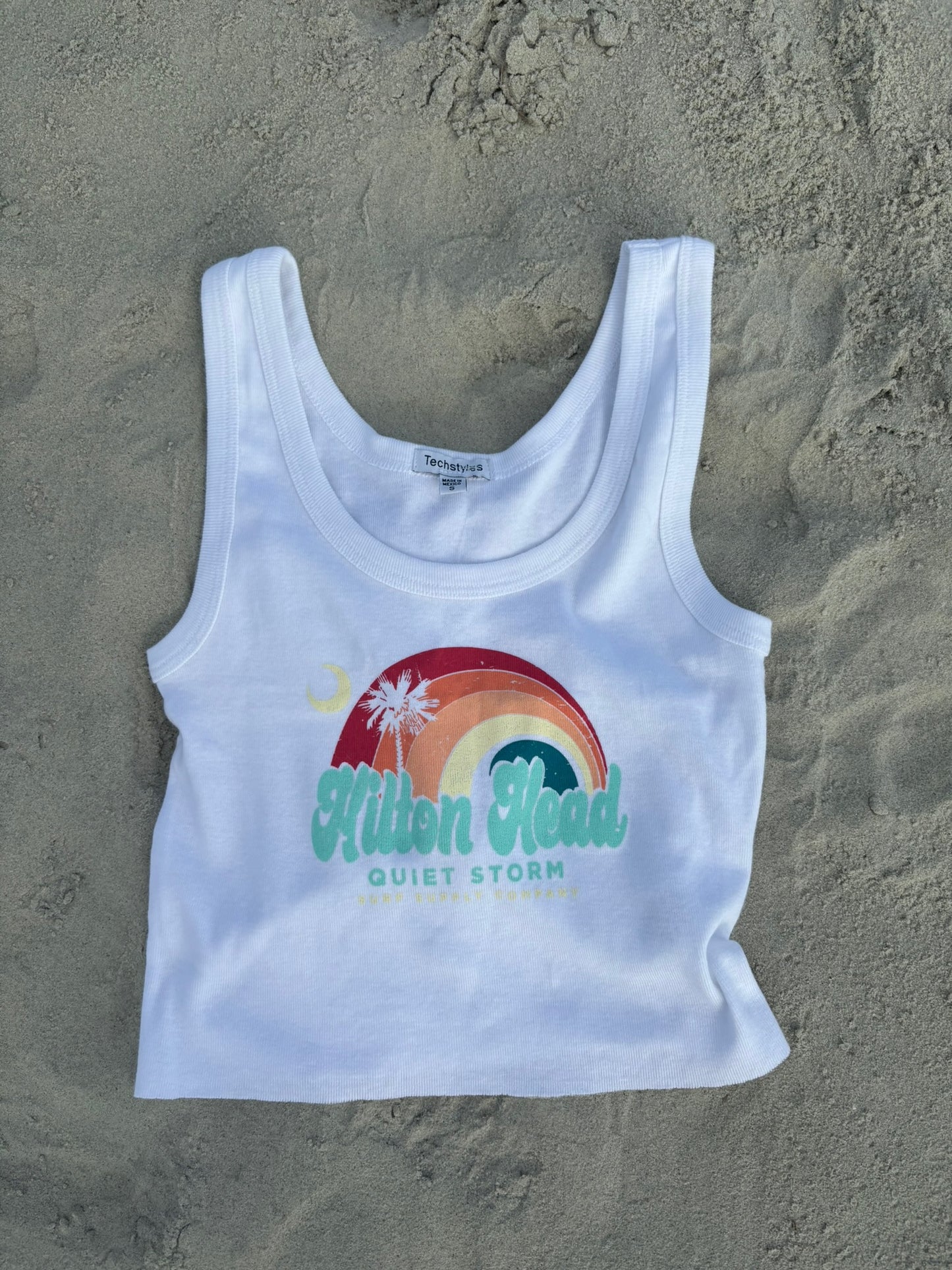 Rainbow Palm and Moon Ribbed Tank