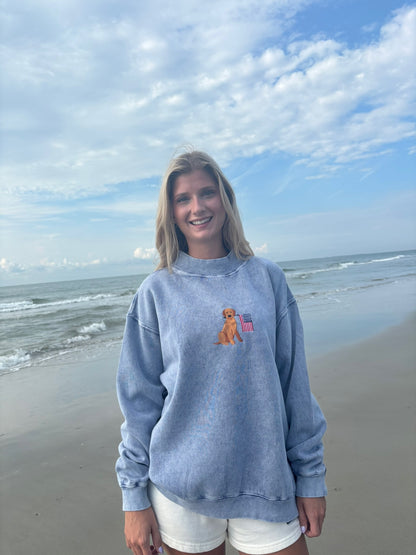 American Flag Dog Mock Neck River