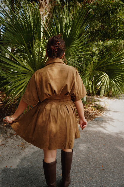 Camel Suede Shirt Dress