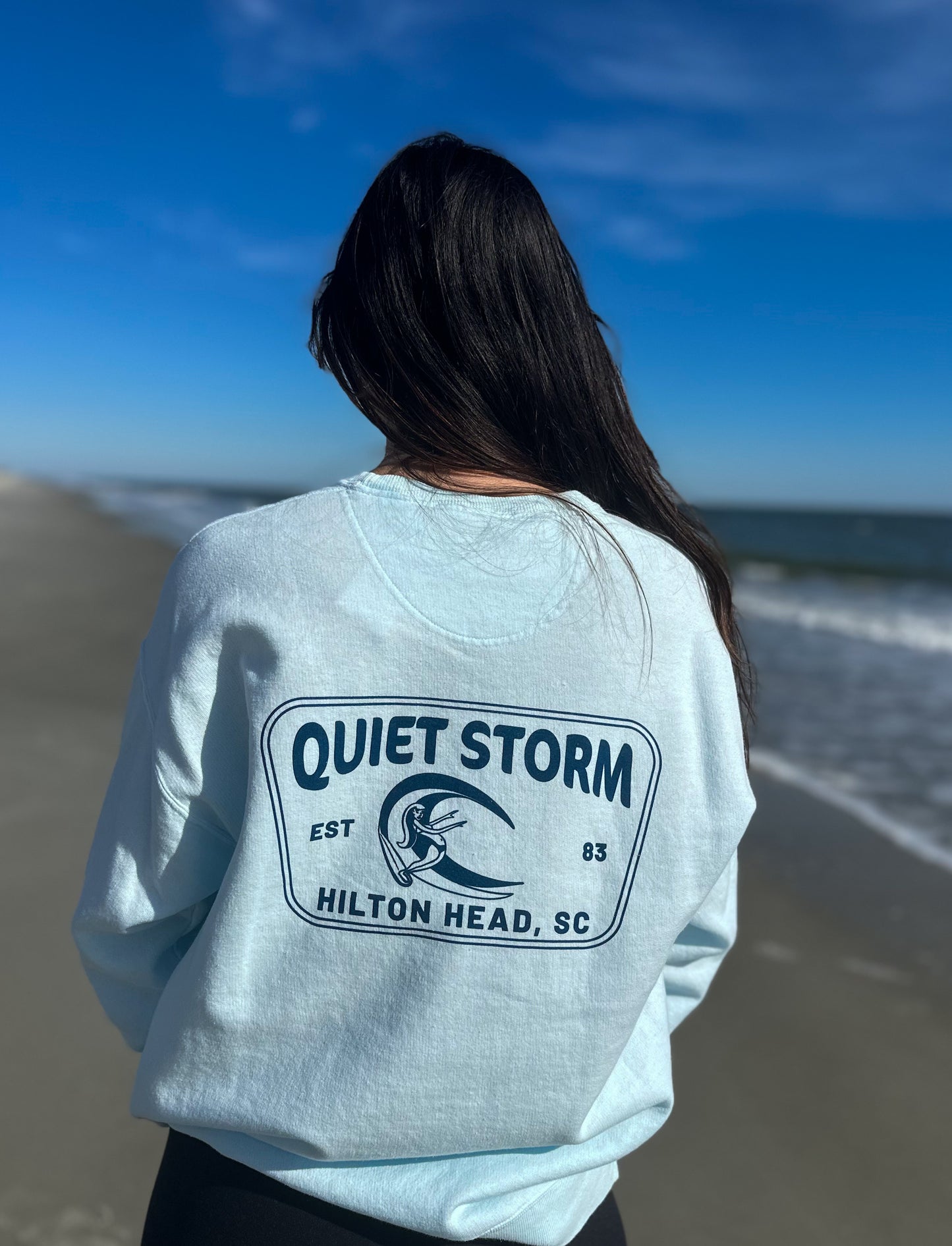 Quiet Storm Surfer Girl Crewneck