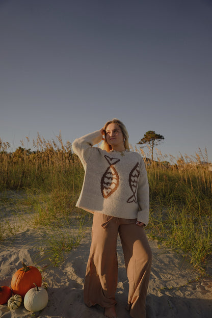 Oversized Fish Crewneck Sweater