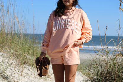 Papaya Orange Varsity Sunkissed Embroidered Mockneck Sweatshirt