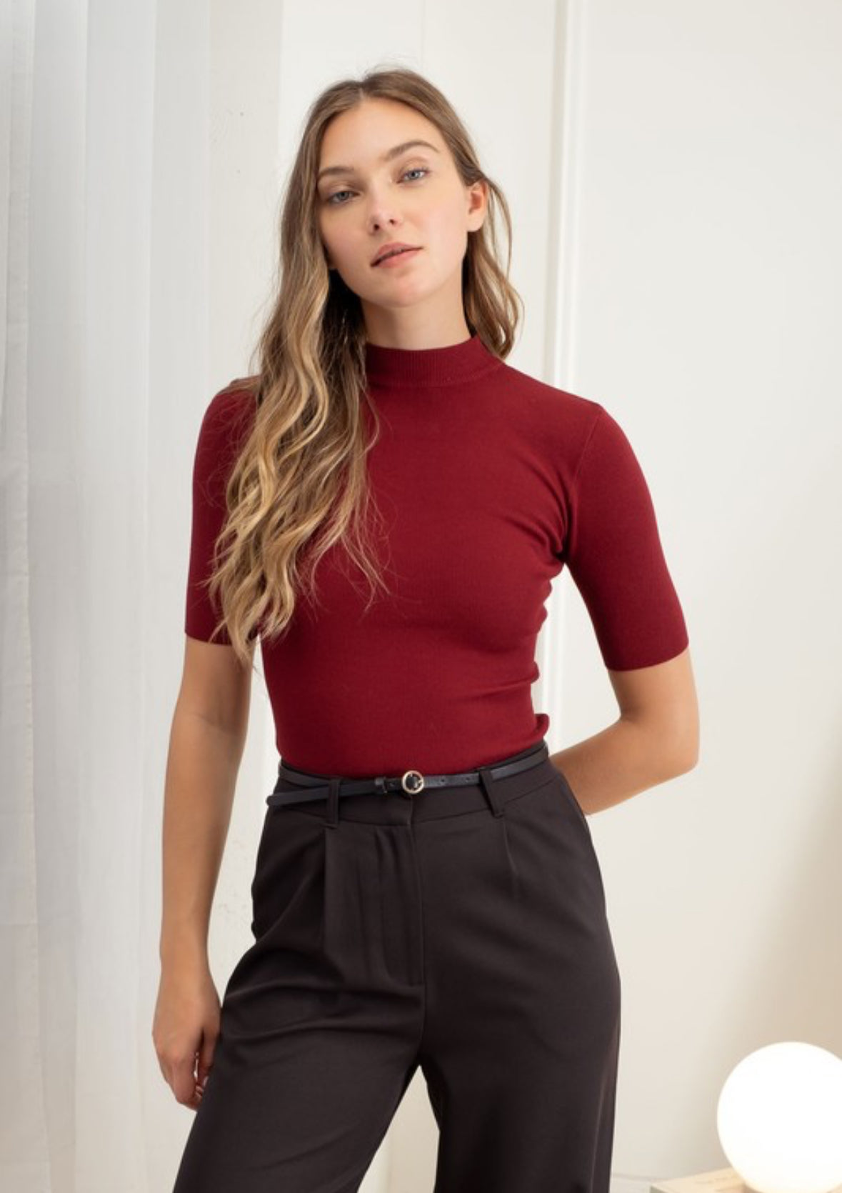 Ronda Short sleeve Mock Neck Sweater