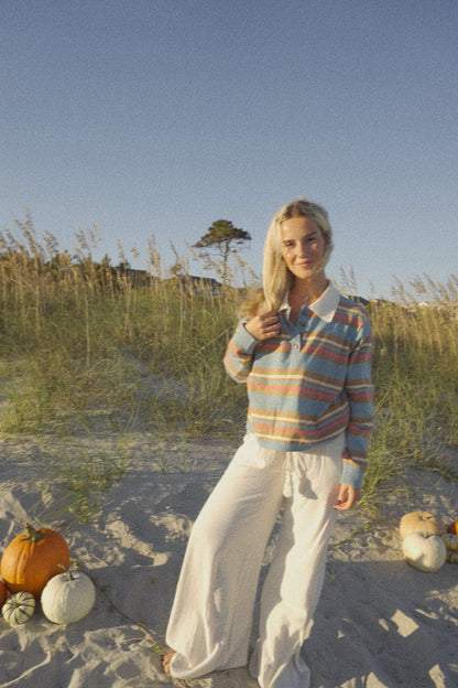 Multi Stripe Polo Sweater