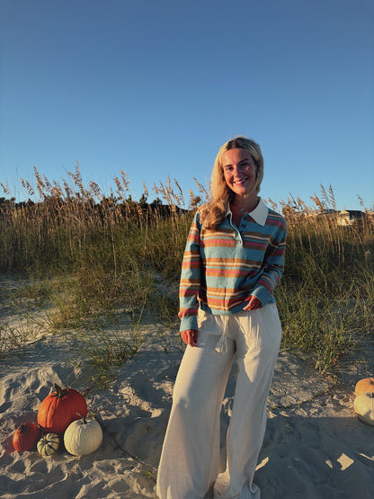 Multi Stripe Polo Sweater
