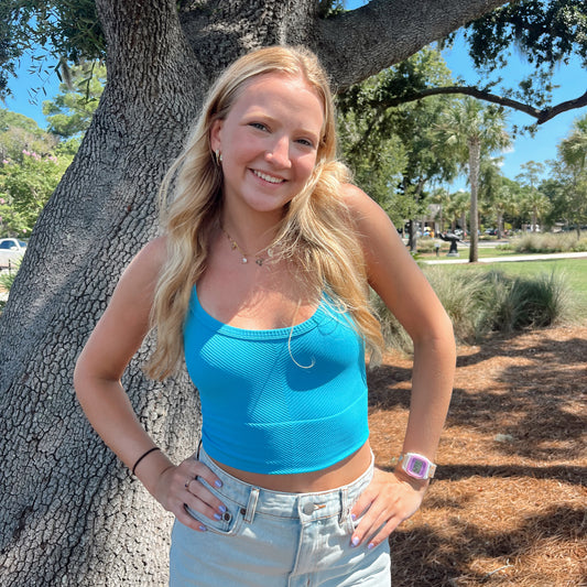 Zoe Chevron Ribbed Crop Tank