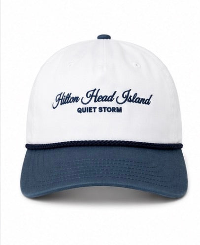 Hilton Head Hat W/ Rope White With Navy