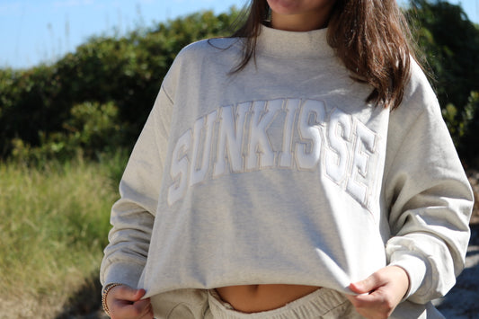 Oat Varsity Sunkissed Embroidered Mockneck Sweatshirt