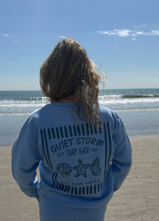 Quiet Storm Surf Shop Hilton Head Beach Stamp Fleece Crewneck