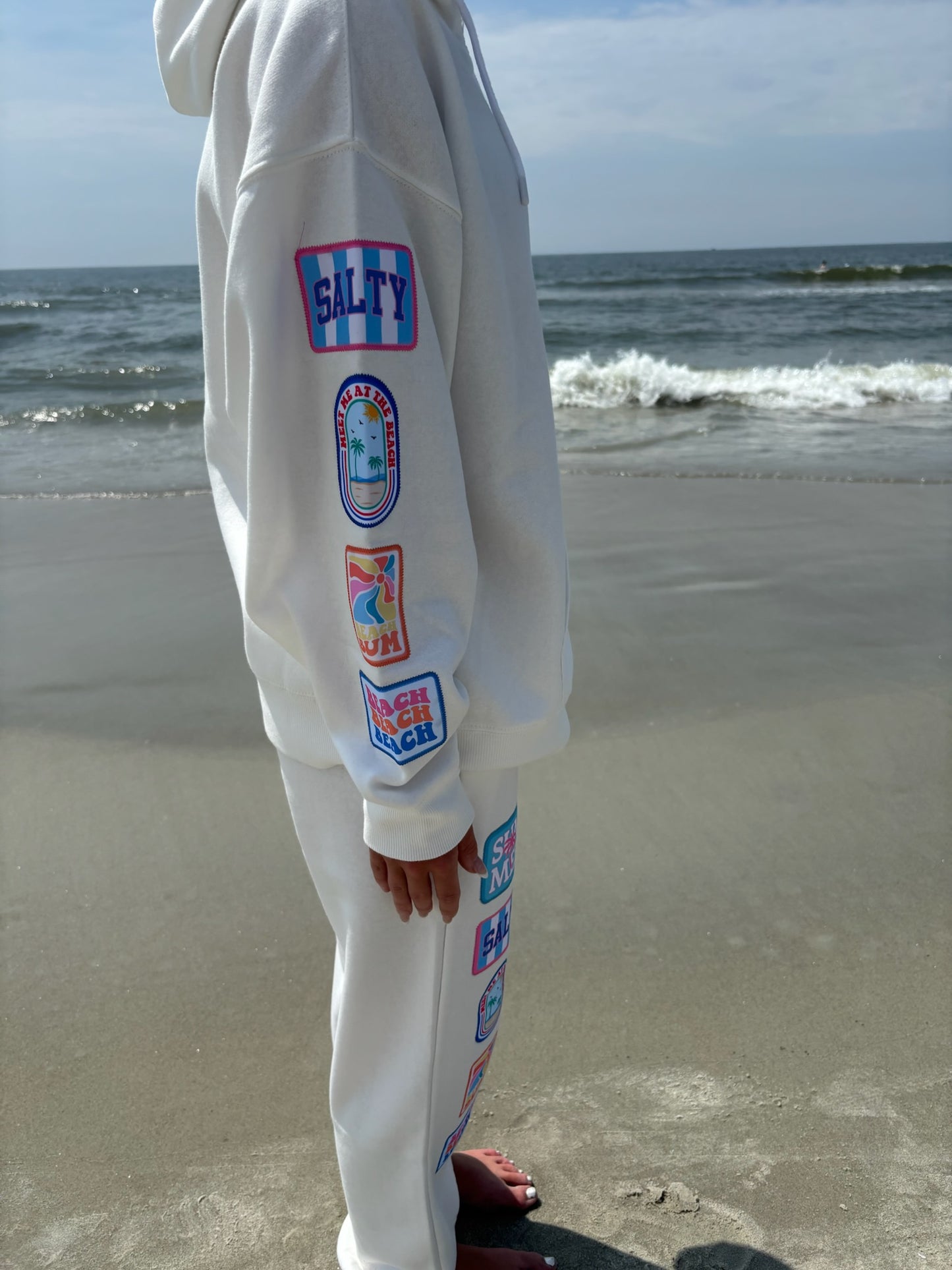 Patches Surf Wash Hood White