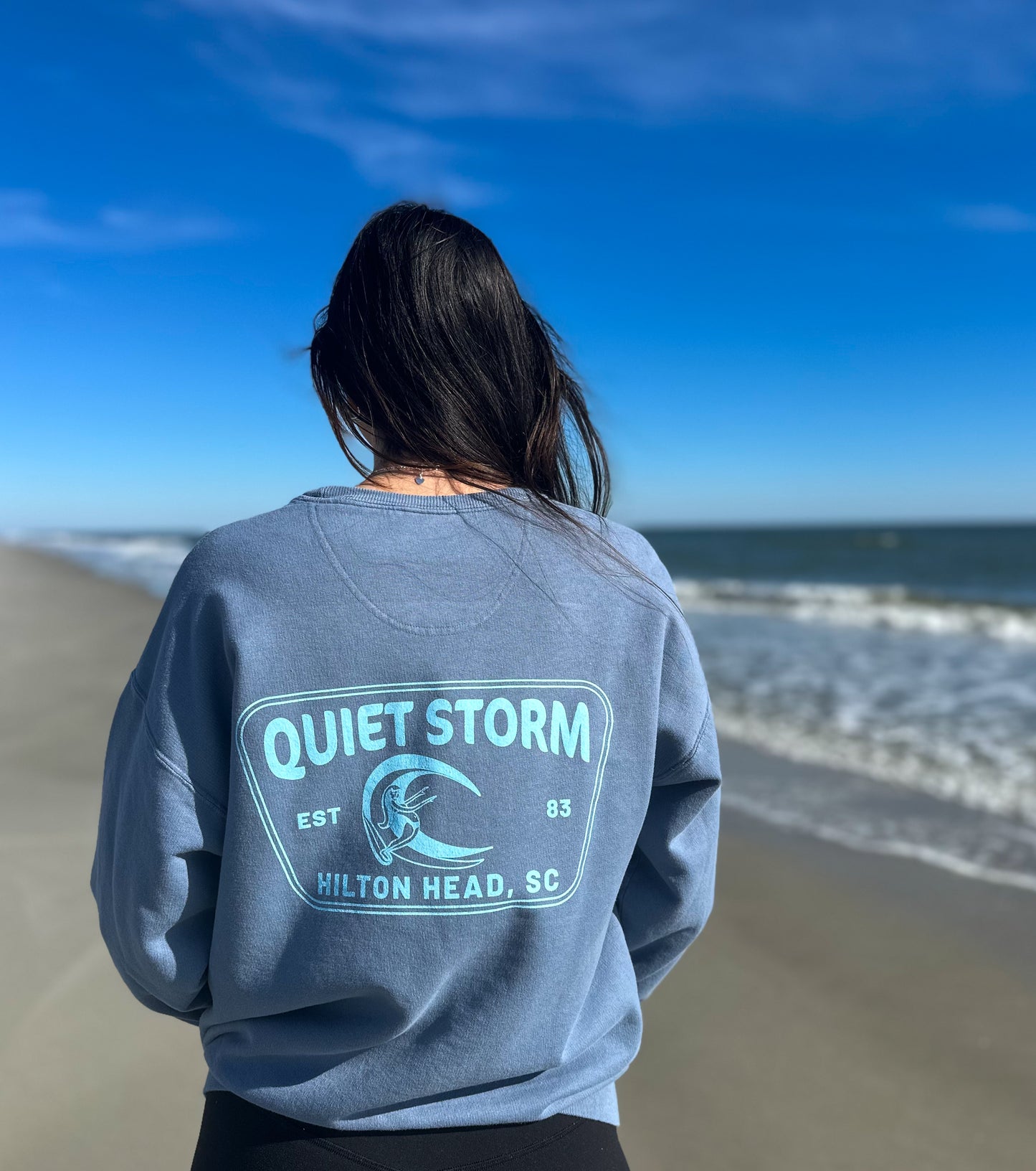 Quiet Storm Surfer Girl Crewneck