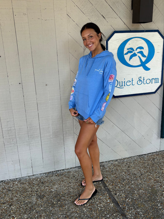 Quiet Storm Patchwork Hoodie in Blue