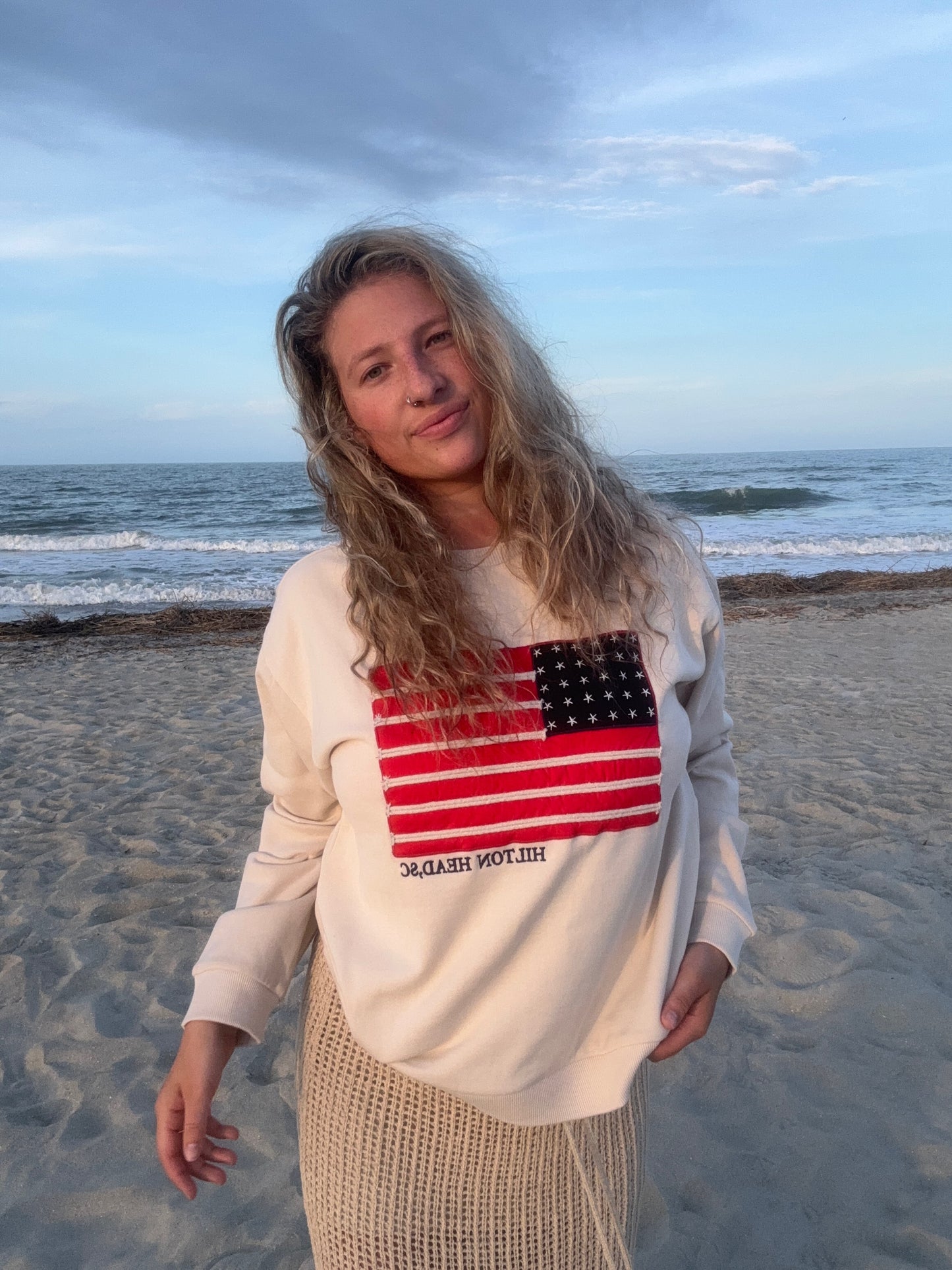 Hilton Head American Flag Crewneck