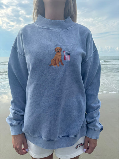 American Flag Dog Mock Neck River