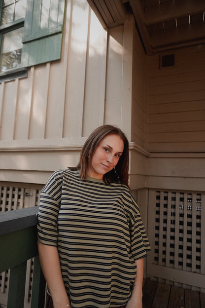 Double Stripe Short Sleeve Top