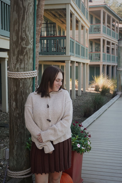 Two Tone Sweater With Toggle Button