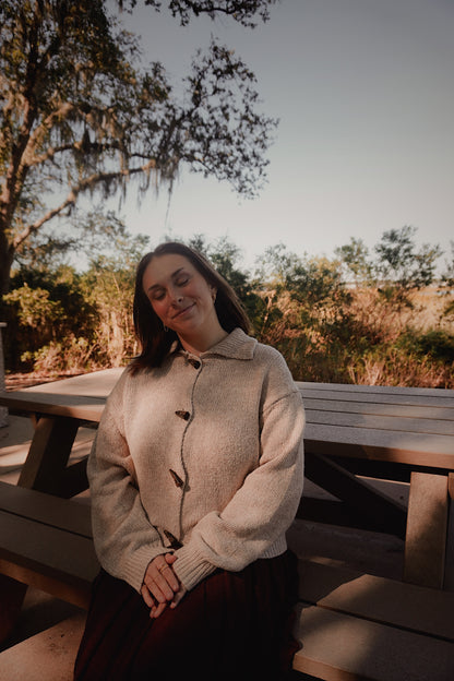 Two Tone Sweater With Toggle Button